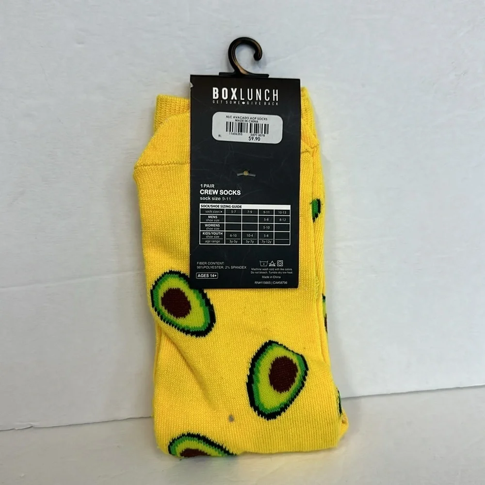 Avocado Socks Novelty Print Yellow